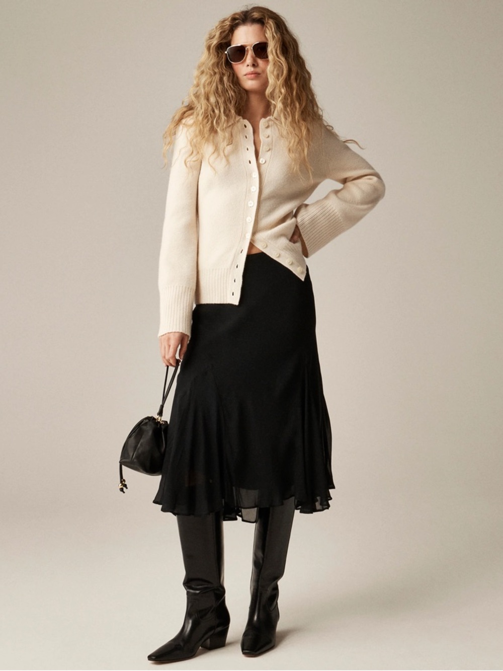 J Crew Gwyneth flounce-hem slip skirt in chiffon